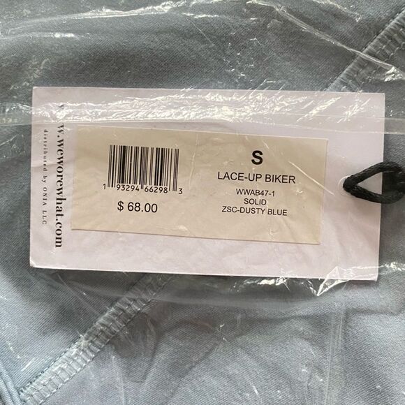 WeWoreWhat Lace Up Biker Short Solid Dusty Blue Size Small NWT - Picture 7 of 7